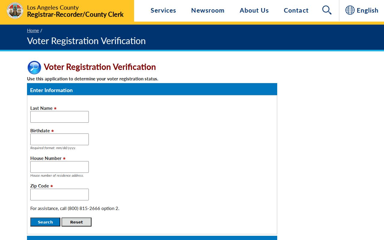Pomona residents directory view of the Los Angeles County voter status lookup