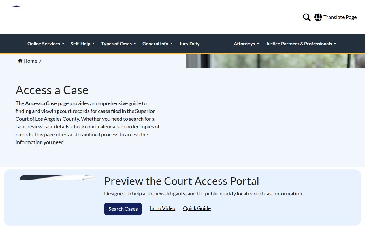 Pomona residents directory view of Los Angeles Superior Court case access