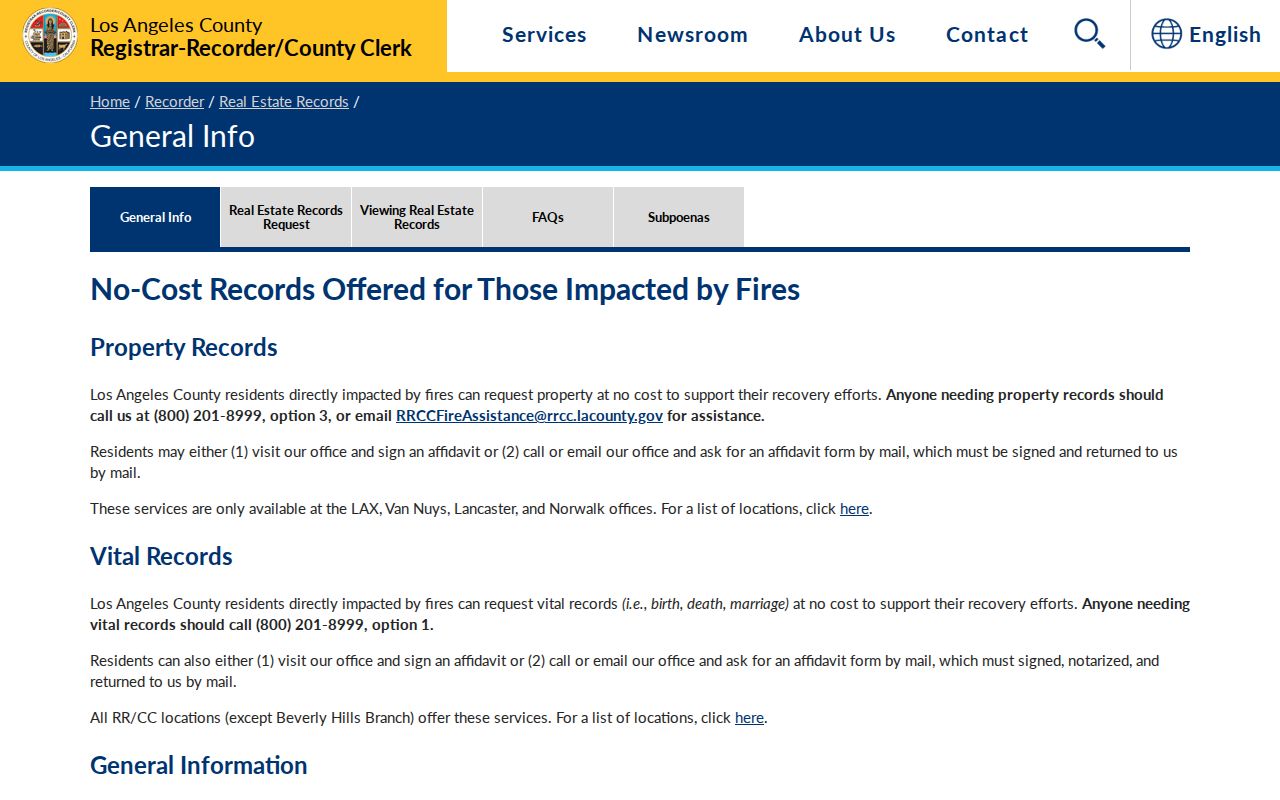 Pomona street directory view of RR/CC real estate records access