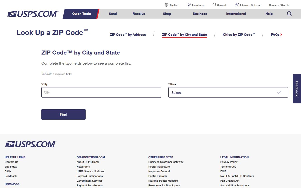 Pomona ZIP code directory view of the USPS city and state ZIP lookup